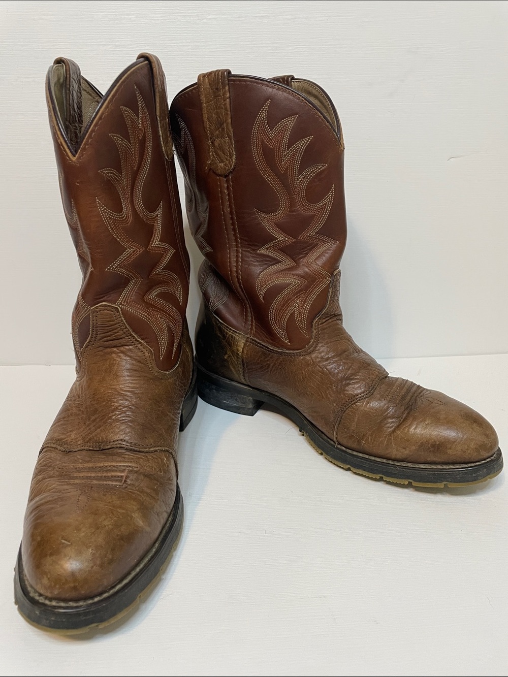 Double H Classic Brown Leather Mens Western Work Boots Sz 9D